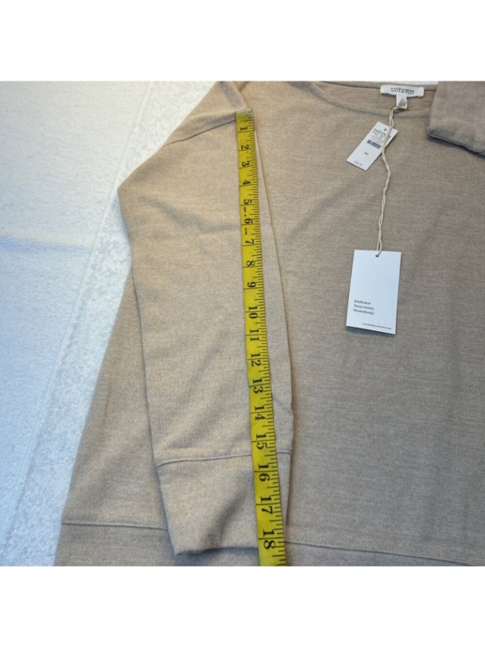 Haven Well Within Crew Neck Soft Lightweight Sweater Beige Medium NWT - Picture 7 of 8